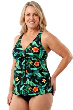 Nice Floral plavkové šaty tankiny vystužené košíčky S136-14