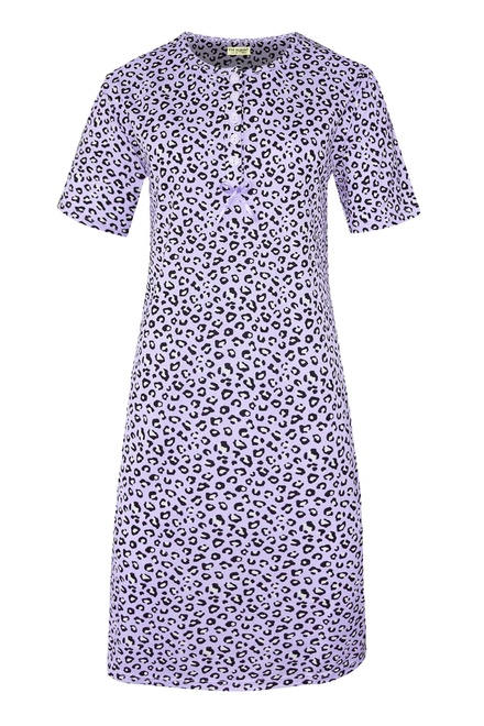 Katarina dámska nočná košeľa leopardí vzor 6529 svetlomodrá veľkosť: 4XL