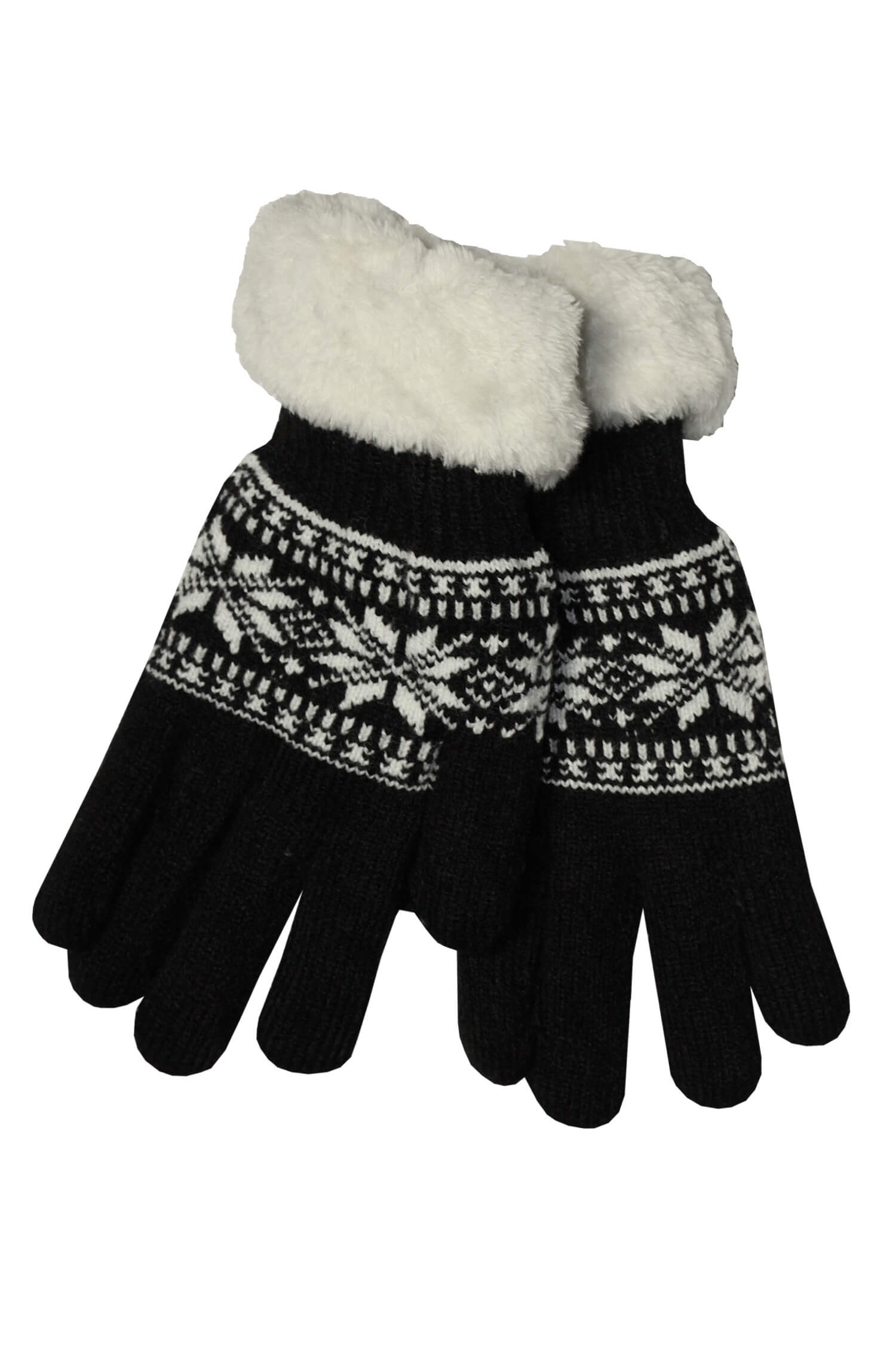 Gardina black teplé rukavice kožušok a vločky