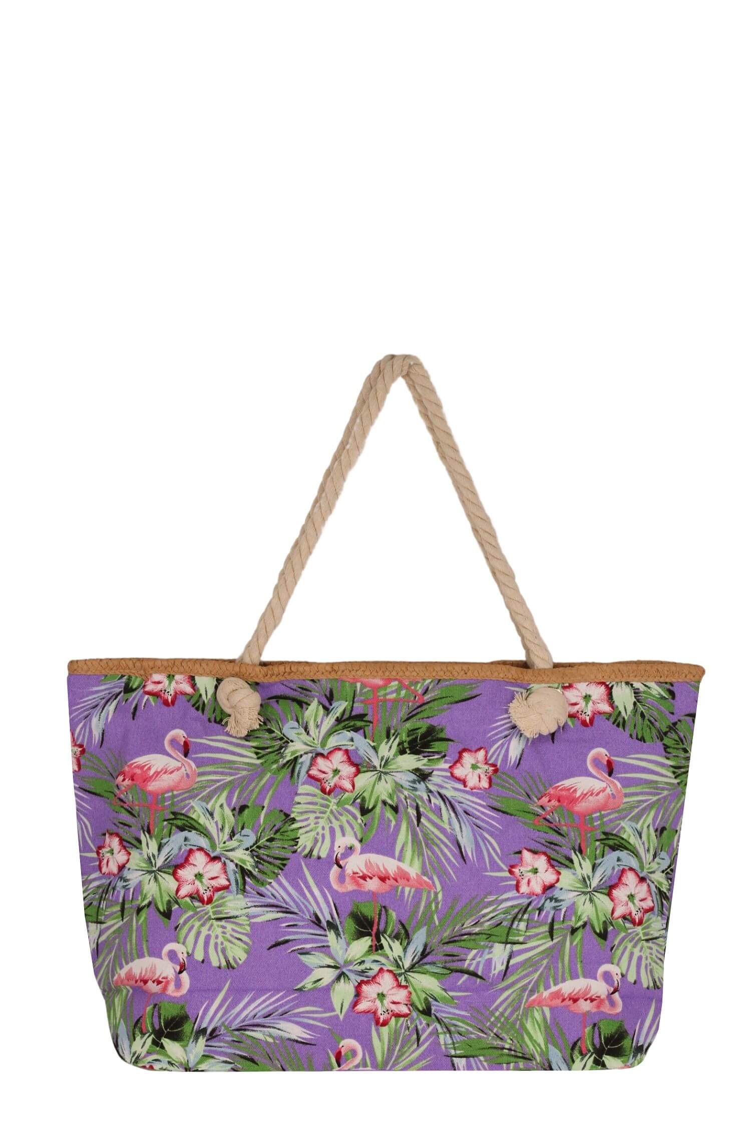 Violet flamingo veľká plážová kabelka