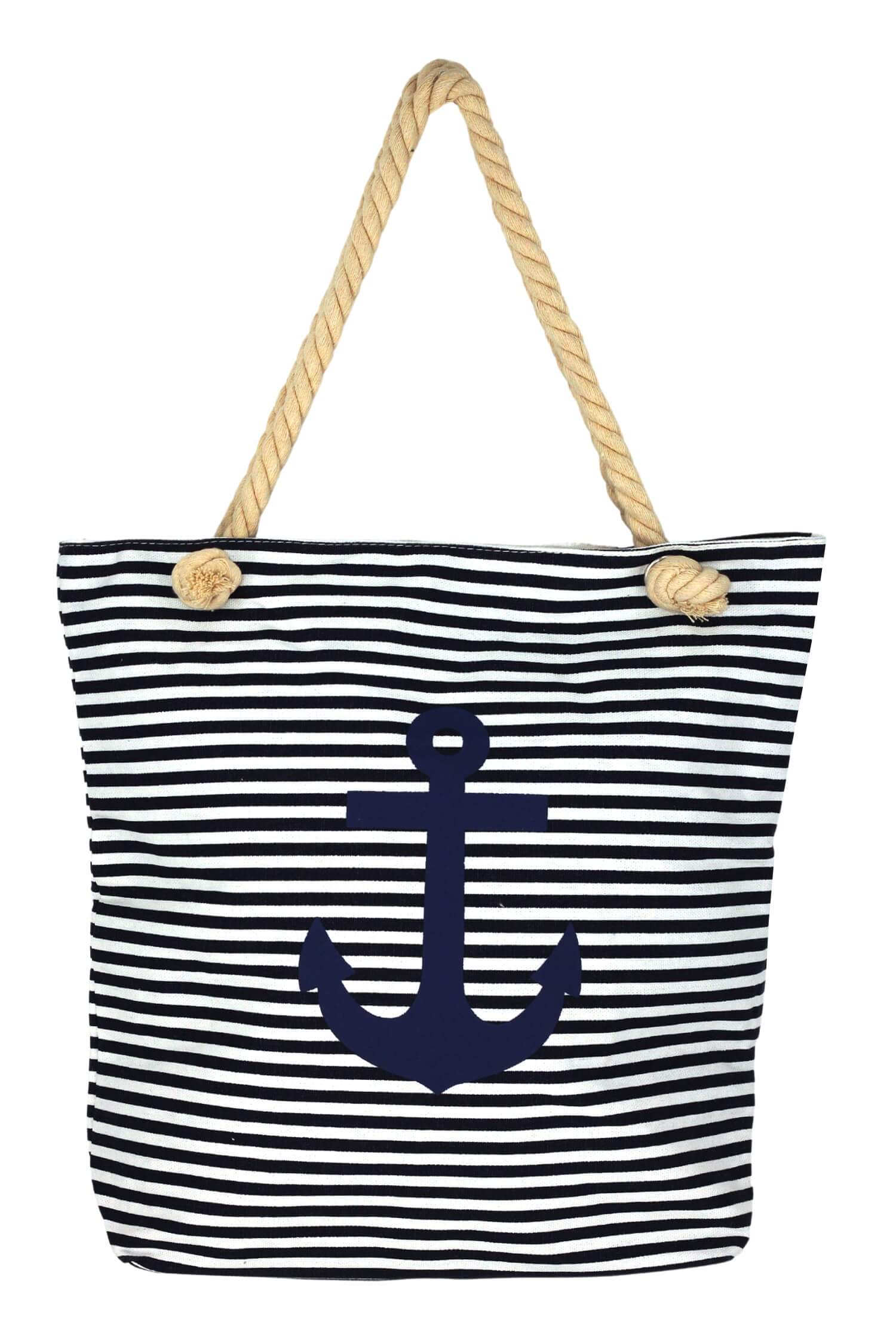 Matira Black plážová taška s prúžkami