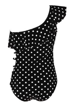 Lapiza Black pin-up štýl jednodielne plavky s bodkami AB164