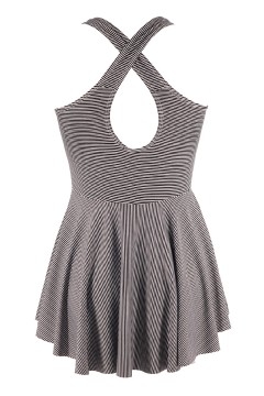 Chiana plavkový overal pruhovaný s mašľou 587