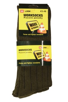 Pánske pracovné ponožky khaki vysokej bavlna ZTY-WK 115 3bal. 