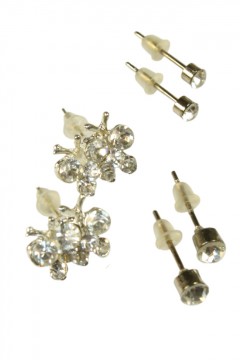 3 páry náušníc s kamienkami