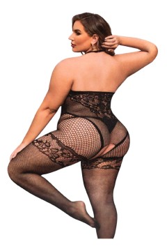 Erotický sieťovaný overal s kamienkami 86012