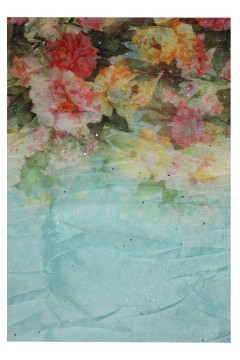 Kvetinový šál do kruhu - Dotyk jari s trblietkami