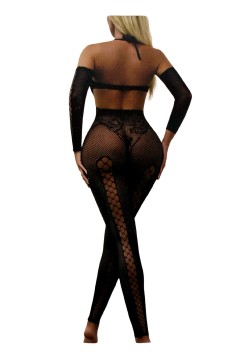 Sieťovaný sexy overal s otvorom medzi nohami