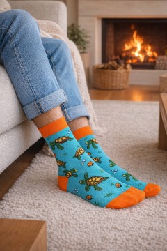 Veselé vysoké ponožky korytnačka 0549