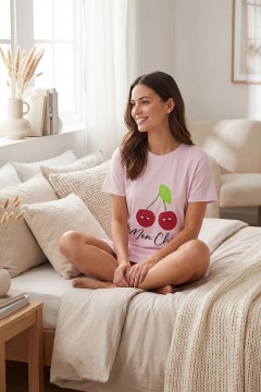 Bavlnená nočná košeľa krátky rukáv Cherry GB-6819