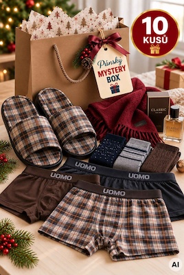 Vianočný mystery box - 10 kúskov pre muža