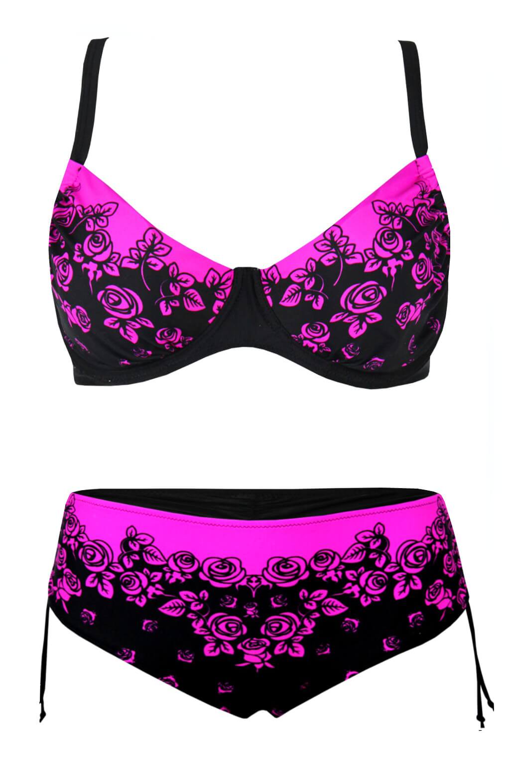 Pink Rose dvoudielne plavky pre plnoštíhle