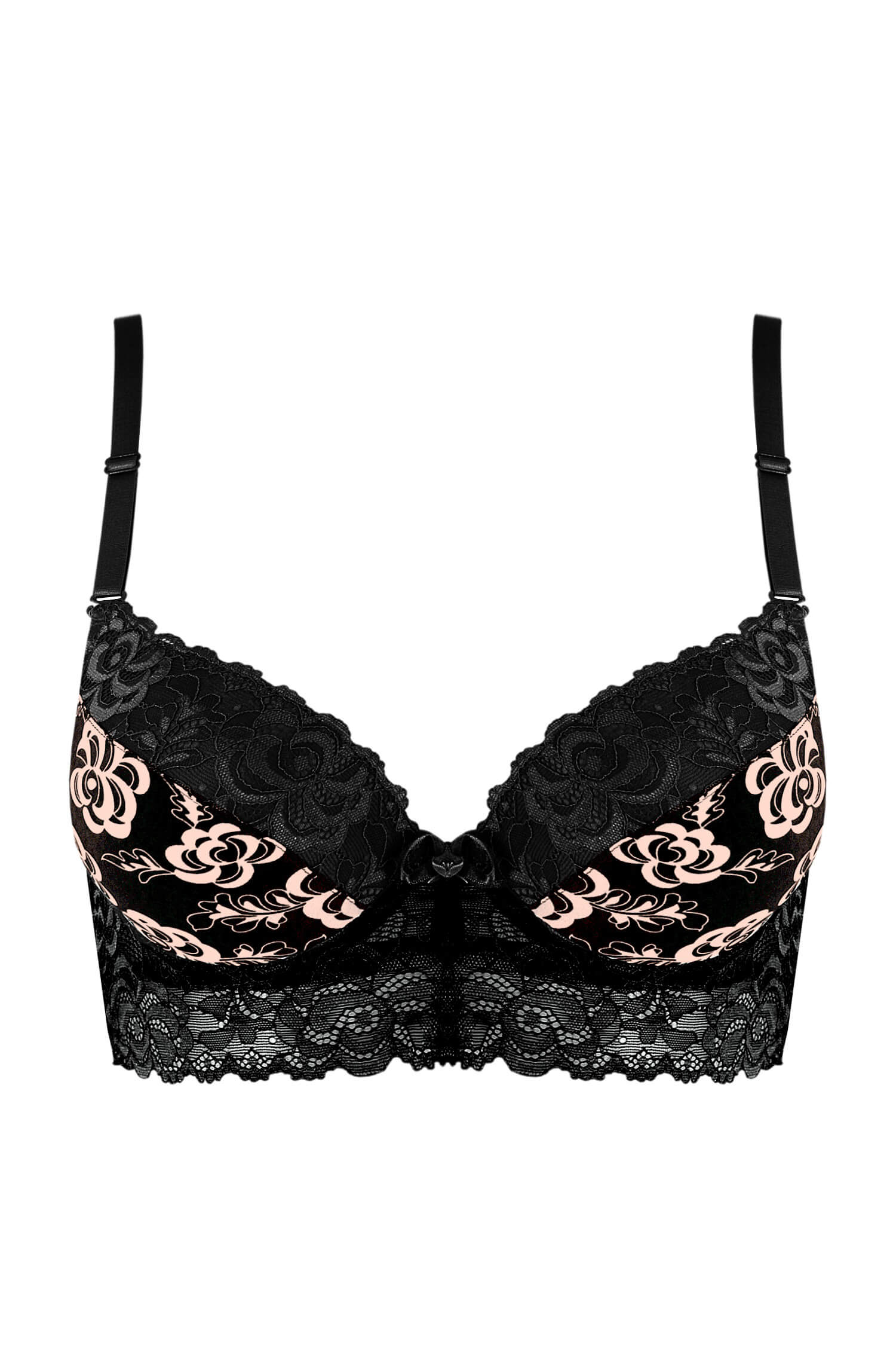 Latifana noir podprsenka s čipkou super push-up 3487