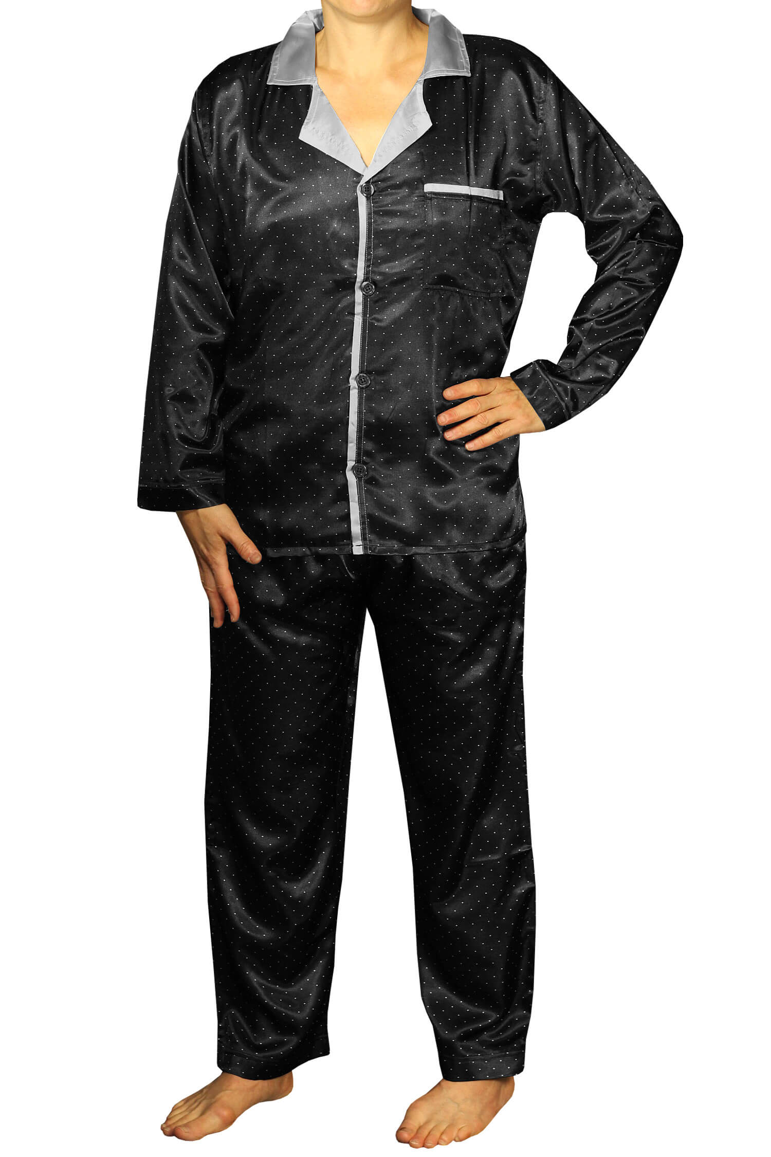 Barit Satin pánské pyžamo s bodkami K150814