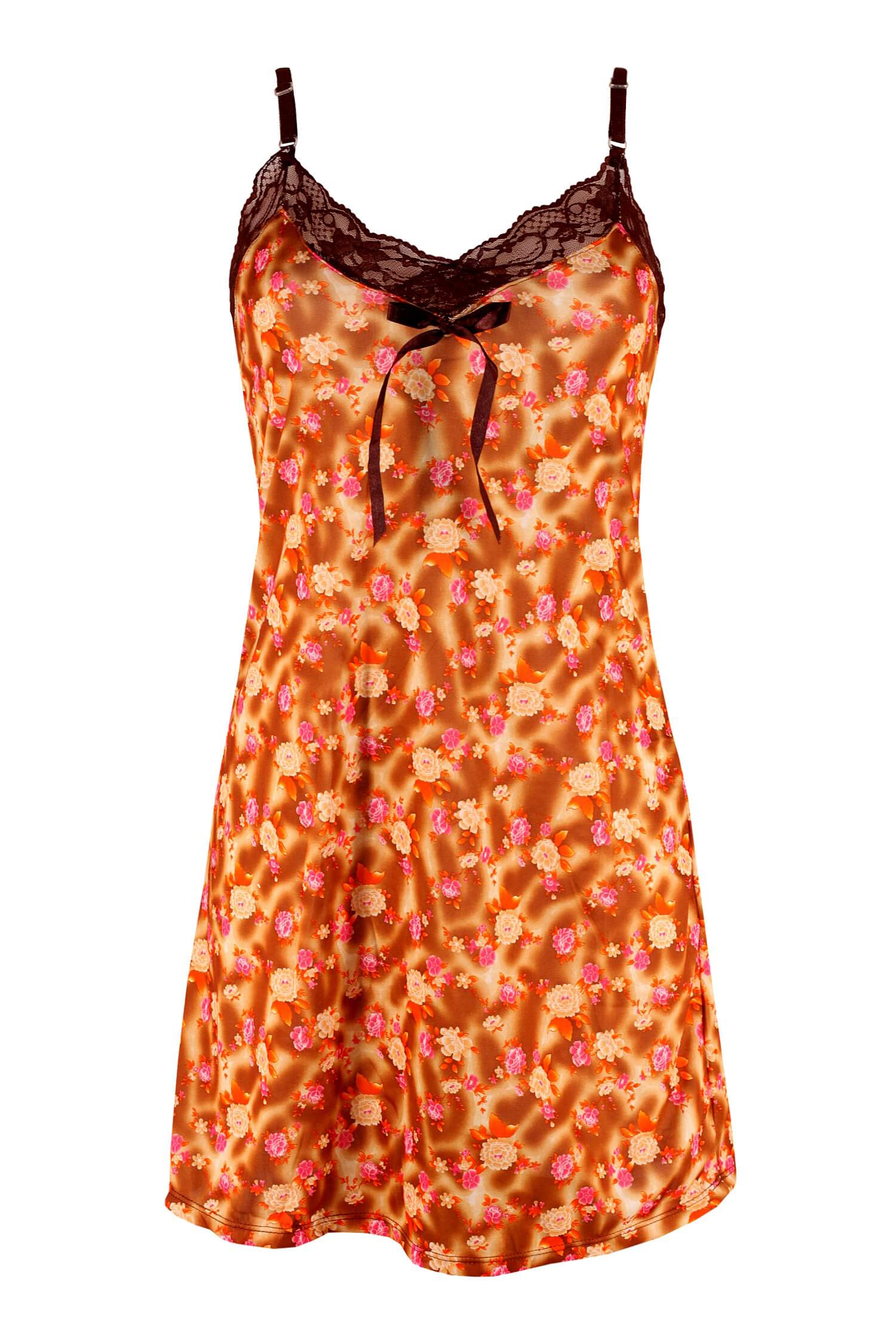 Flora Klasik pružná nočná košieľka kvetovaná