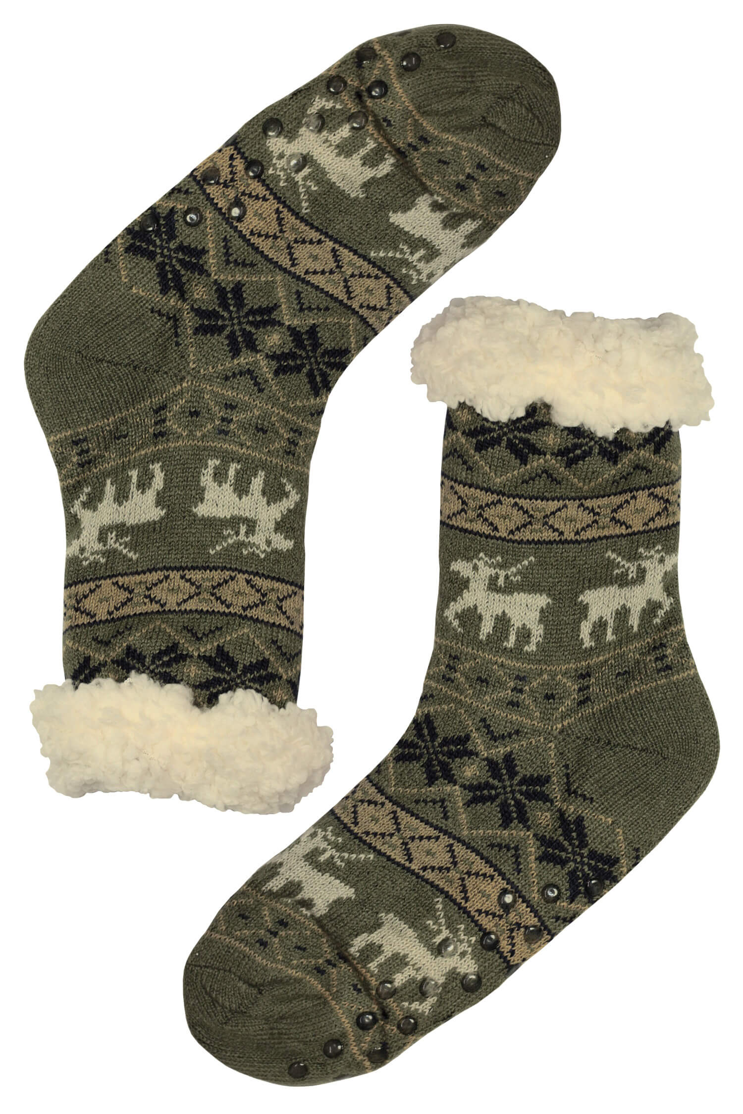 Green deer chlpaté ponožky zimné protisklz MC118 
