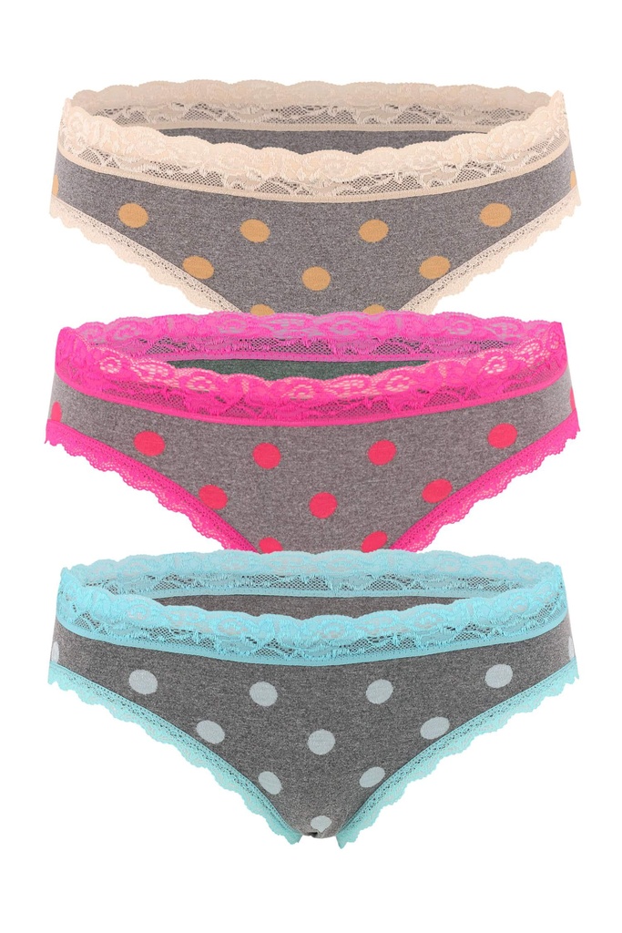 Malva klasické bikini nohavičky s čipkou 3596 - 3 bal