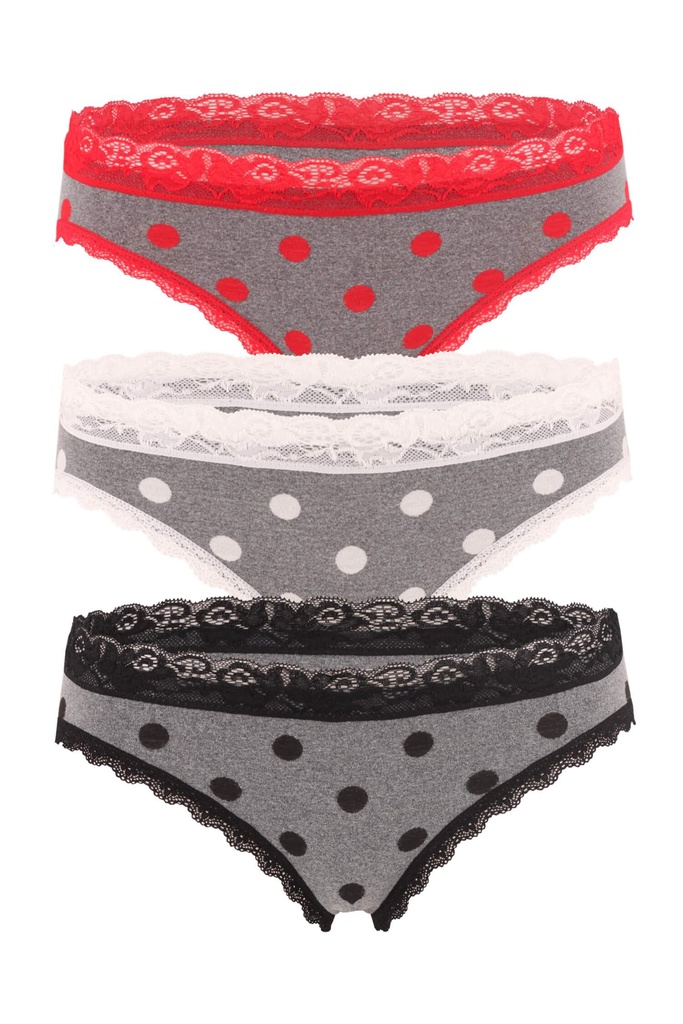 Malva klasické bikini nohavičky s čipkou 3596 - 3 bal