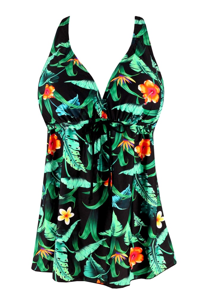 Nice Floral plavkové šaty tankiny vystužené košíčky S136-14