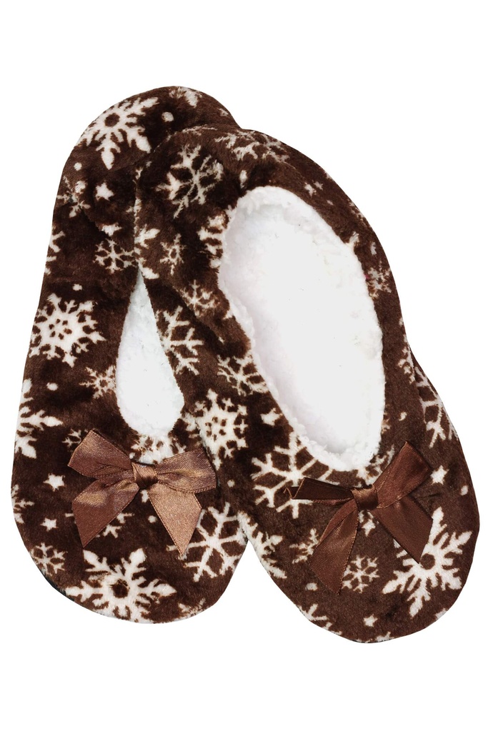 Brown oteplené papuče vločky X931 