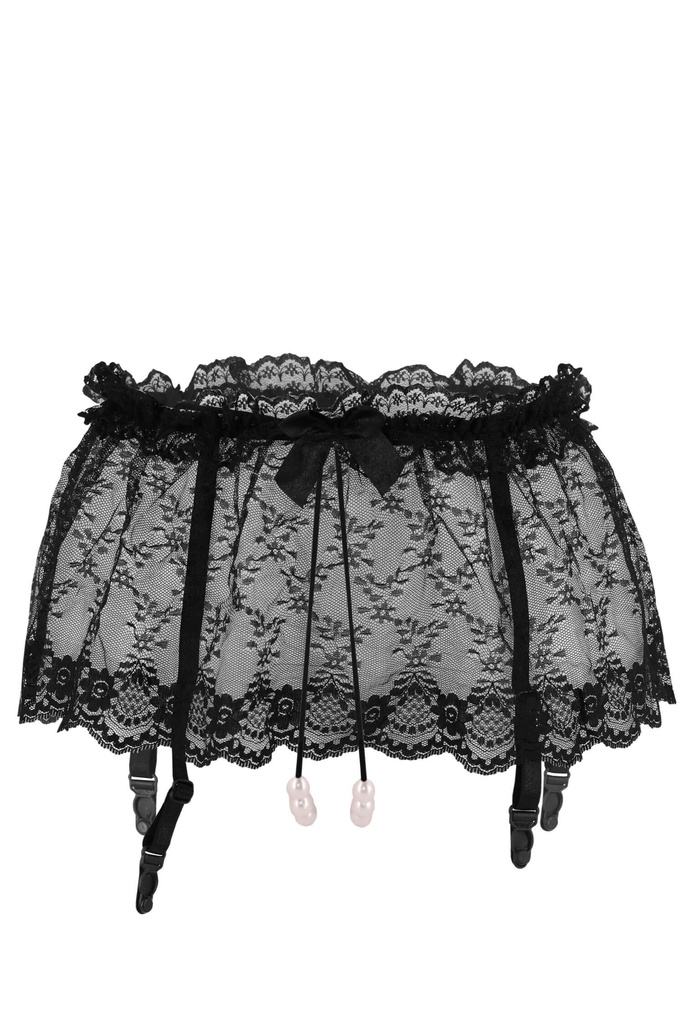 Pearls black erotické tangá s podväzkami 994