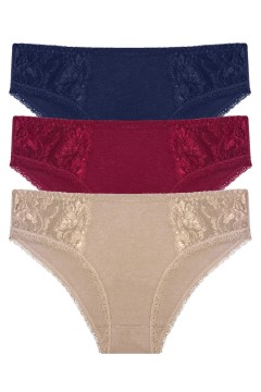 Helga bavlnené nohavičky s čipkou 9086 - 3 ks