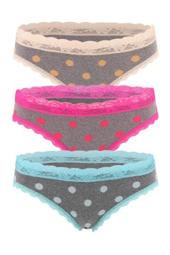 Malva klasické bikini nohavičky s čipkou 3596 - 3 bal