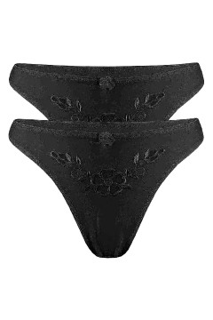Ivana nero dámske tangá s výšivkou B31 - 2bal