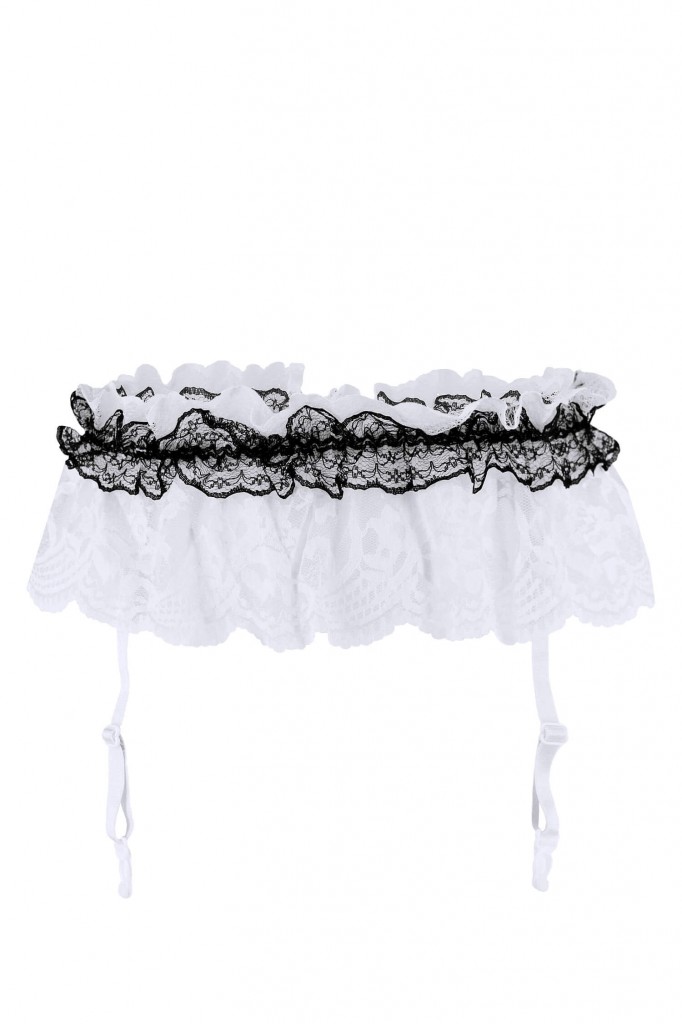 Sweet Secret black white čipkový podväzkový pás 8548