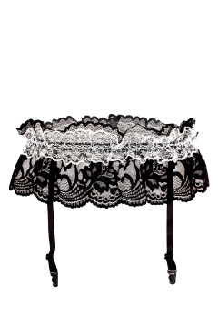 Sweet Secret black white čipkový podväzkový pás 8548