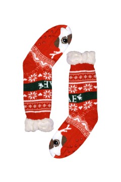 Christmas dog vysoké ponožky s kožúškom detské CW232