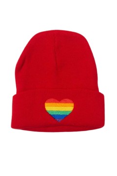 Zimná čiapka s dúhovým srdiečkom
