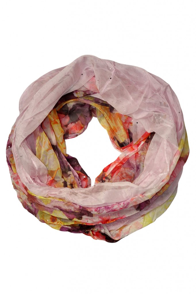 Kvetinový šál do kruhu - Dotyk jari s trblietkami