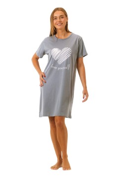 Bavlnená dámska nočná košeľa - krátky rukáv - Love 6801