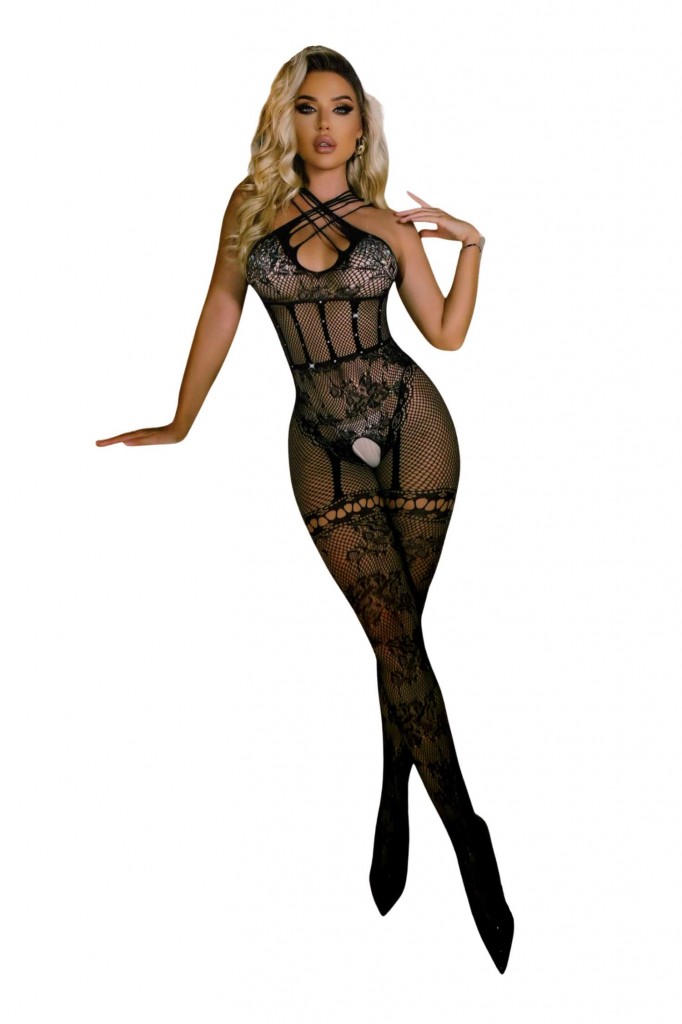 Erotický dámsky sieťovaný overal bez rukávov SG0106