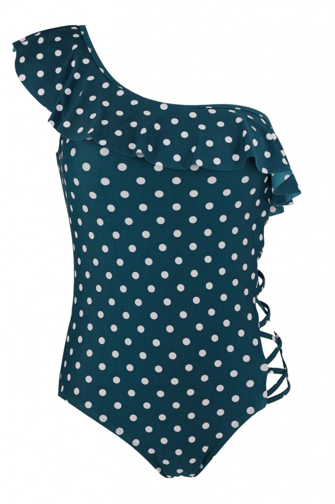 Lapiza Black pin-up štýl jednodielne plavky s bodkami AB164