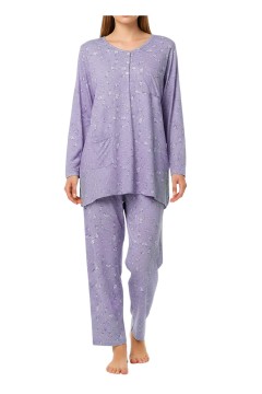 Dámske bavlnené pyžamo s vreckom - dlhý kabátik Linda - 2315