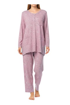 Dámske bavlnené pyžamo s vreckom - dlhý kabátik Linda - 2315