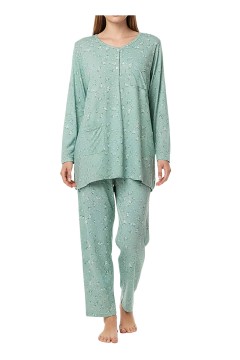 Dámske bavlnené pyžamo s vreckom - dlhý kabátik Linda - 2315