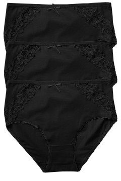 Bavlnené nohavičky vysoký pás s čipkou Zuzka 9105 - 3 ks