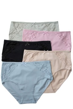 Bavlnené nohavičky vysoký pás s čipkou Zuzka 9105 - 3 ks