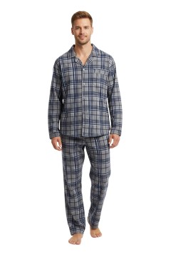 Pánske pyžamo rozpínacie kockované Gianvaglia 2502
