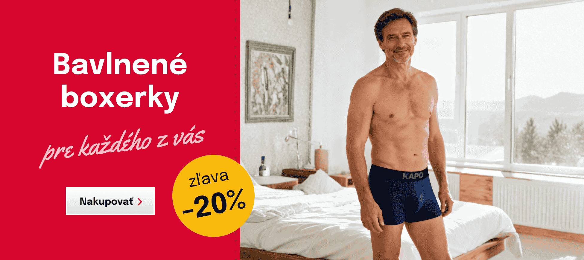 Zľava 20 % na bavlnené boxerky 