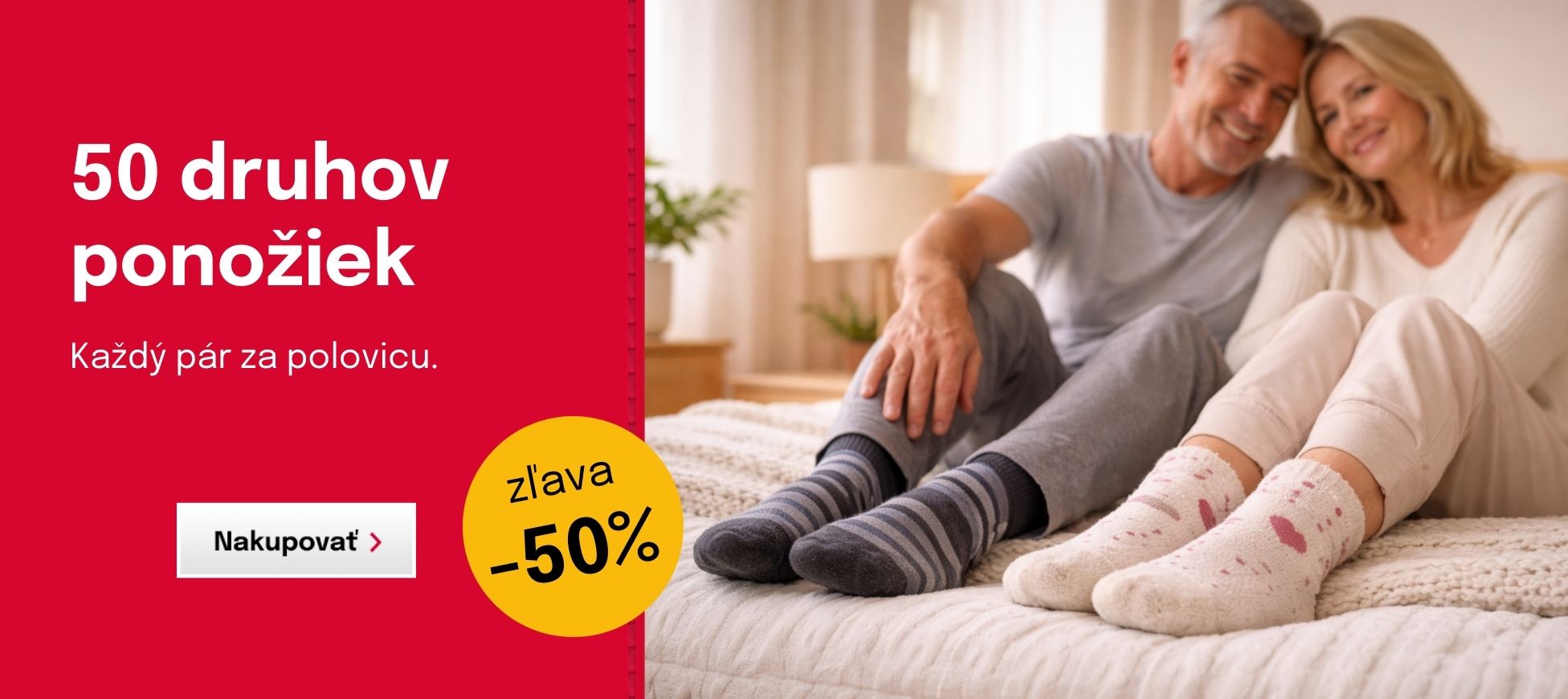 50 druhov ponožiek za 50% ceny