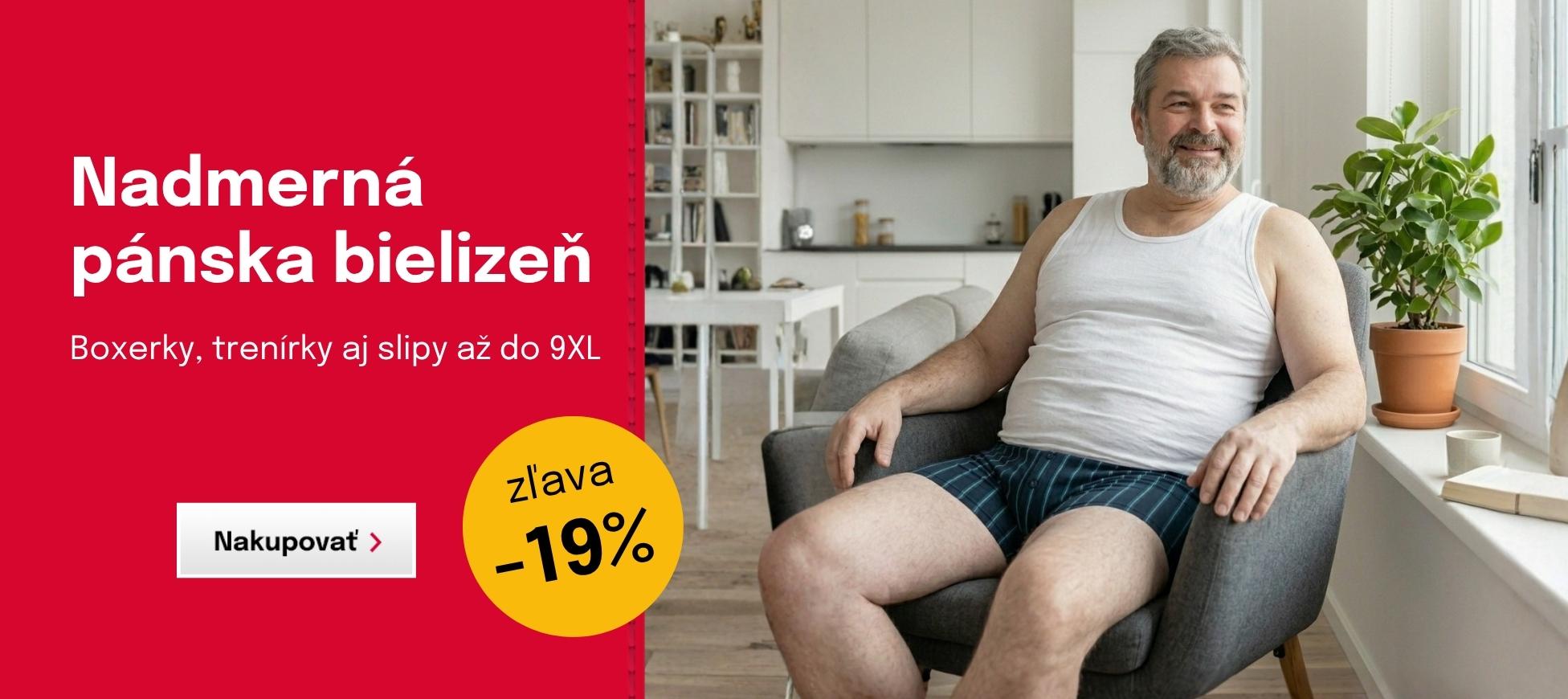Zľava 19 % na pánsku nadmernú bielizeň